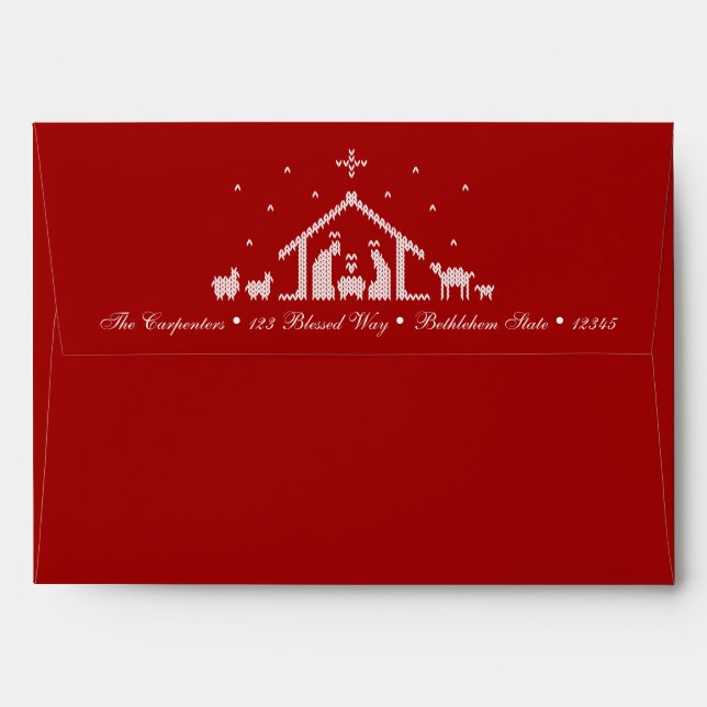 Enveloppe Chant de Noël moche Nativité Christian Rouge (Dos (Haut rabat))