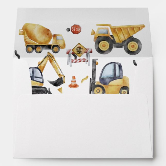 Enveloppe chantier Anniversaire Tracteurs, Grues (Dos (Bas))