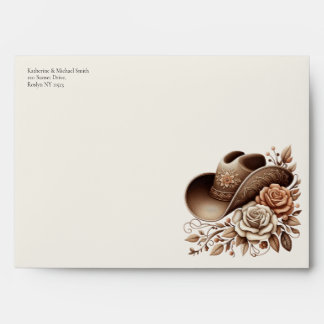 Enveloppe Chapeau de Cowgirl Country Western avec Fleurs