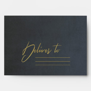 ENVELOPPE CHARCOAL GRAS NOIR FAUX OR BRUSH STROKE ADRESSE