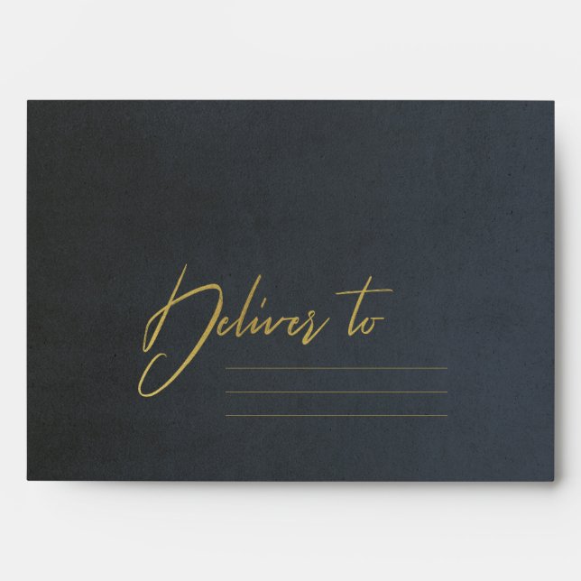 ENVELOPPE CHARCOAL GRAS NOIR FAUX OR BRUSH STROKE ADRESSE (Devant)