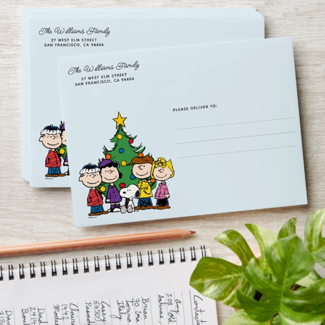 Enveloppe Charlie Brown et la fête de Noël des amis (Stacked)