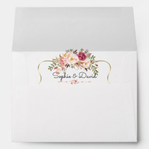 Enveloppe Charm Gold Blush rose Mariage floral