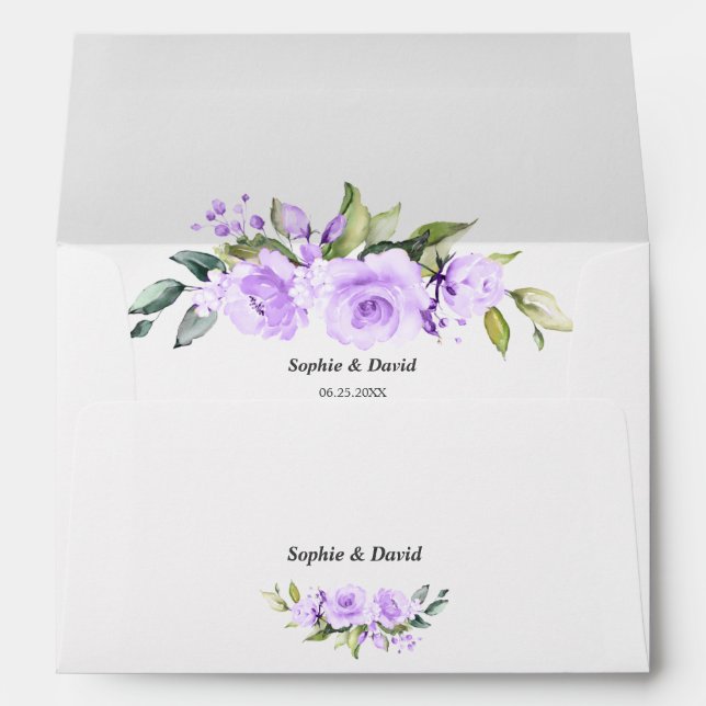 Enveloppe Charm Lavender Flowers Mariage Adresse de retour (Dos (Bas))
