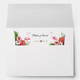 Enveloppe Charm Luau Flamant rose Tropical Floral Mariage