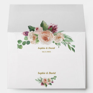 Enveloppe Charm Pink Champagne Floral Mariage Retour Adresse