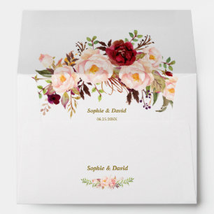 Enveloppe Charm Rose Blush Flowers Mariage Adresse de retour