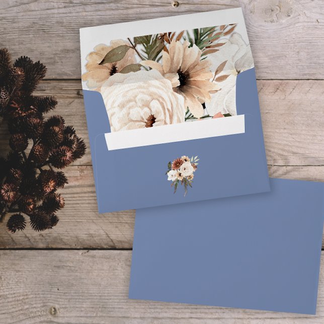 Enveloppe Charmant Mariage Floral bleu rustique (Créateur téléchargé)