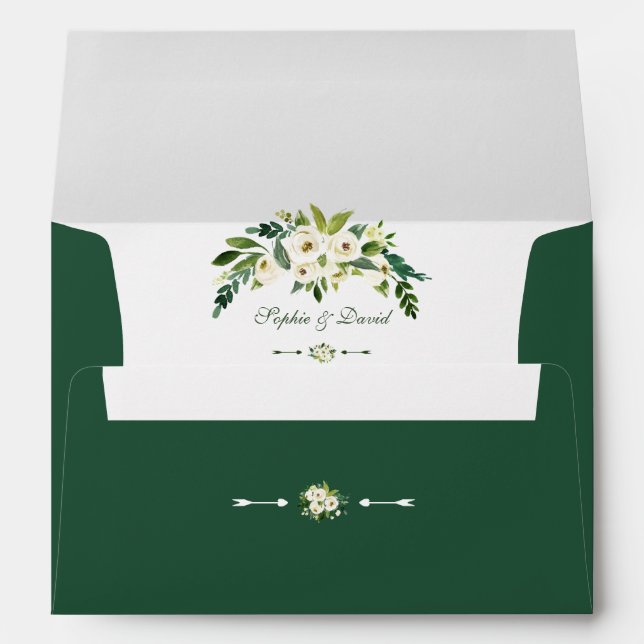 Enveloppe Charme Blanc Floraison Mariage écriture (Dos (Bas))