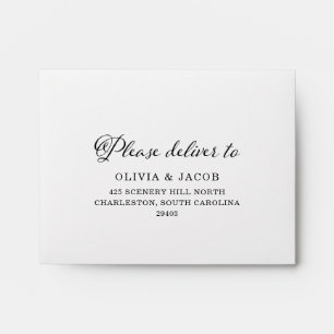 Enveloppe Charme mariage Calligraphie noir et blanc RSVP