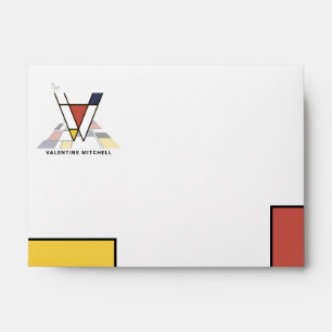 Enveloppe Charme Monogramme Art Moderne. Lettre V