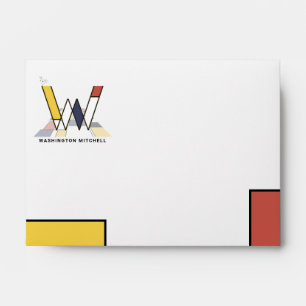 Enveloppe Charme Monogramme Art Moderne. Lettre W