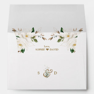 Enveloppe Charme White Magnolia Mariage Adresse de retour