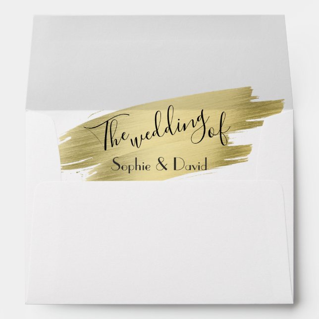 Enveloppe Charming Calligraphie or Stroke Mariage (Dos (Bas))