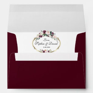 Enveloppe Charming or Bourgogne Blush Floral Mariage