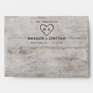 Enveloppe Charrettes sculptées Rustique Birch Monogram Maria