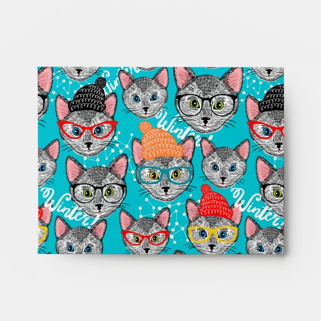 Enveloppe Chat dans le casquette (Devant)