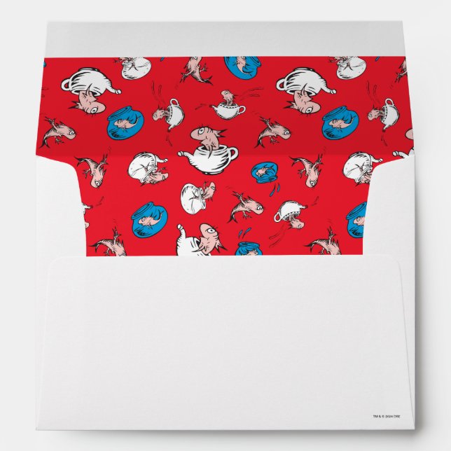 Enveloppe Chat Dans Le Casquette | Le Motif rouge poisson (Dos (Bas))