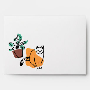 Enveloppe Chat et le plante