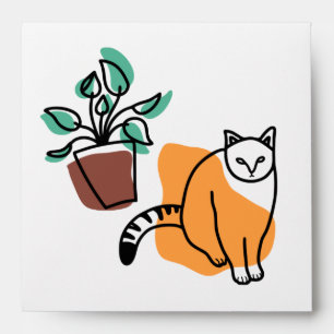 Enveloppe Chat et le plante