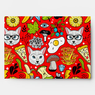 Enveloppe Chat et oeuf sur le rouge