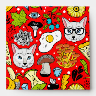 Enveloppe Chat et oeuf sur le rouge