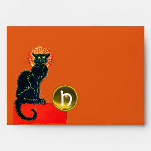 ENVELOPPE CHAT NOIR HALLOWEEN PARTY MONOGRAM