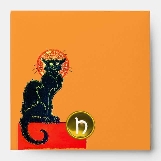ENVELOPPE CHAT NOIR HALLOWEEN PARTY MONOGRAM (Devant)