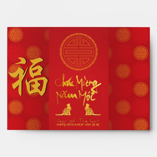 Enveloppe Chat vietnamien Nouvel An 2023 LI XI Red Env (Devant)
