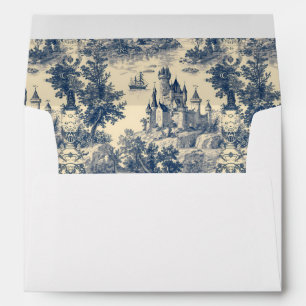 Enveloppe Château bleu Toile de Jouy