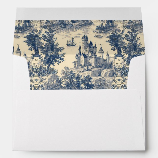 Enveloppe Château bleu Toile de Jouy (Dos (Bas))