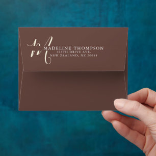 Enveloppe Chaud Beige Monogramme Adresse de script