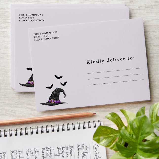 Enveloppe Chaussures et chauves-souris Casquettes sorcières  (Stacked)