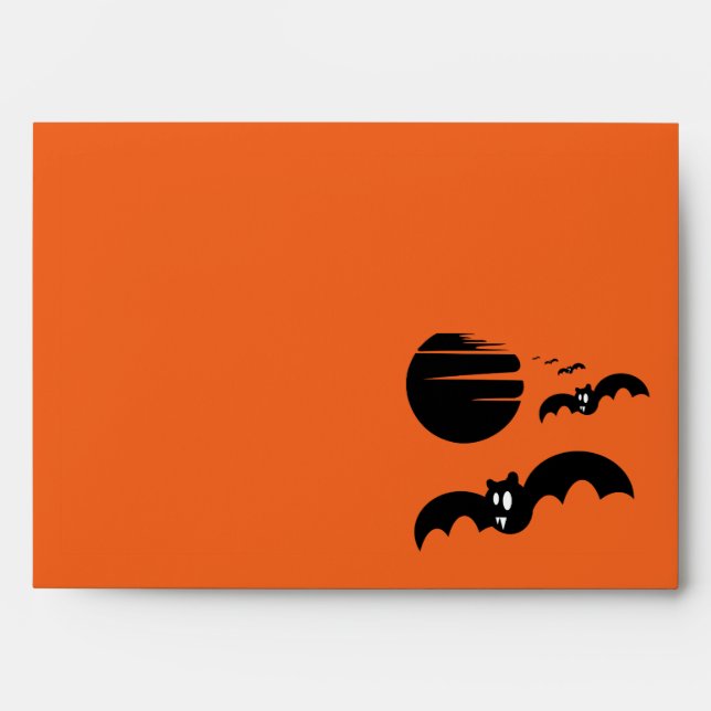 Enveloppe Chauve-souris Helloween avec Lune (Devant)