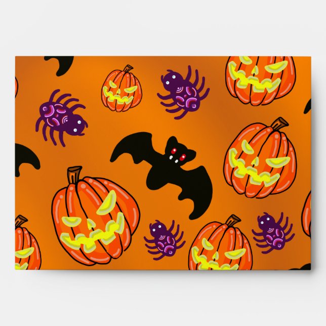 Enveloppe Chauves-souris éffrayantes d'Halloween et envelopp (Devant)