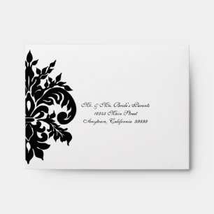 Enveloppe Chaux noire et blanche de n, Fleur de Lis mariage