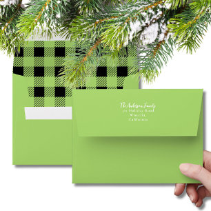 Enveloppe Chaux vert et noir Buffle de Noël plaqué