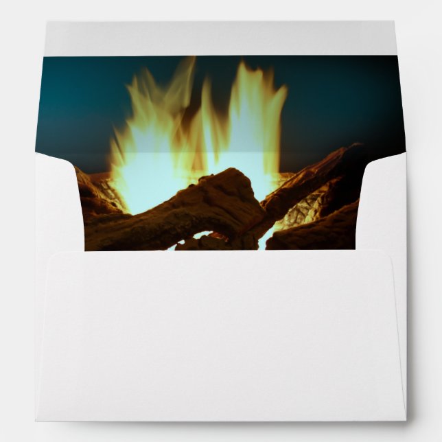Enveloppe Cheminée Rustique Feu Bois Cosy Adresse chaude (Dos (Bas))