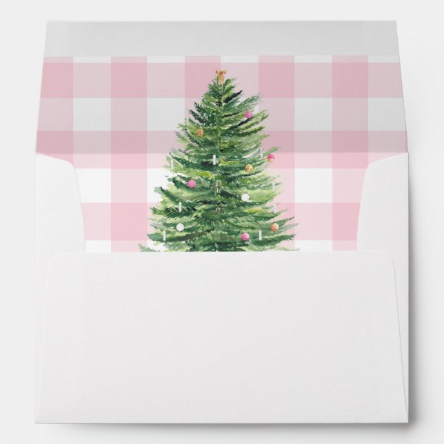 Enveloppe Chèque rose Plaid Pastel Arbre de Noël (Dos (Bas))