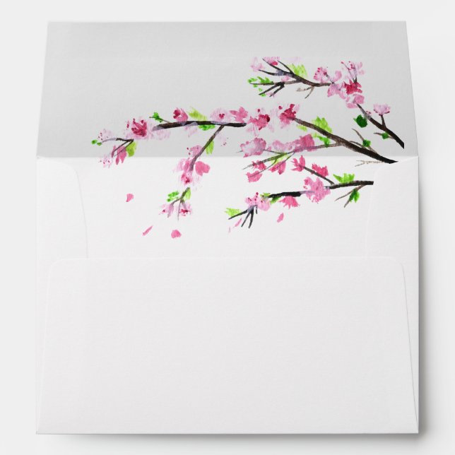 Enveloppe Cherry Blossom Flowers Floral Adresse de retour (Dos (Bas))