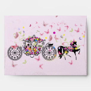 Enveloppe Cheval mariage & Fleurs de transport & Papillons