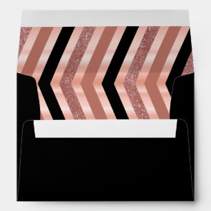 Enveloppe Chevron noir et Rose Gold