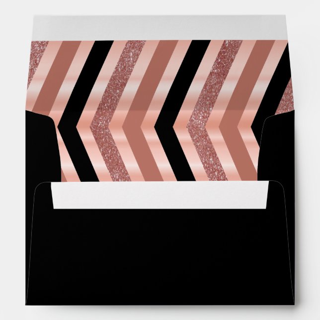 Enveloppe Chevron noir et Rose Gold (Dos (Bas))