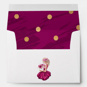 Enveloppe Chic Aquarelle Bourgogne et rose Roses Mode