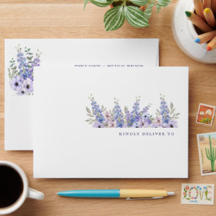 Enveloppe Chic Aquarelle Fleur pourpre