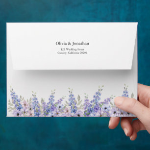 Enveloppe Chic Aquarelle Fleur pourpre
