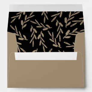 Enveloppe Chic Black & Gold Botanical Adresse de retour