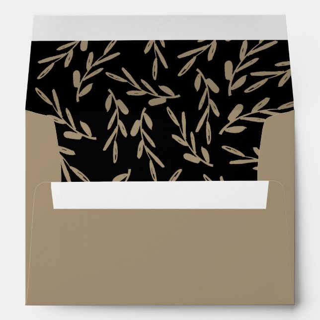 Enveloppe Chic Black & Gold Botanical Adresse de retour (Dos (Bas))