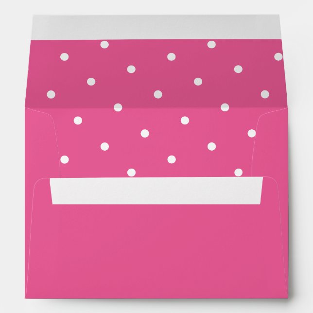 Enveloppe Chic blanc Polka Motif rose chaud (Dos (Bas))
