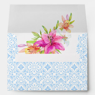 Enveloppe Chic Bleu Portugais Azulejo Mosaïque Lily